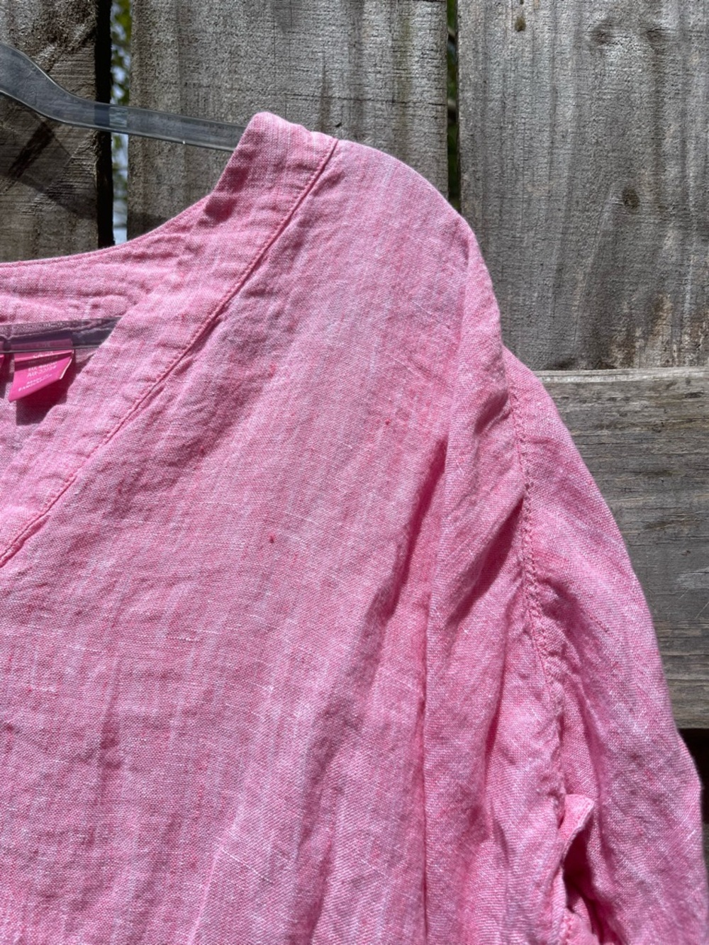 Isaac Mizrahi Linen Soft Pink V-Neck Linen Tunic Size 2X - Picture 7 of 8